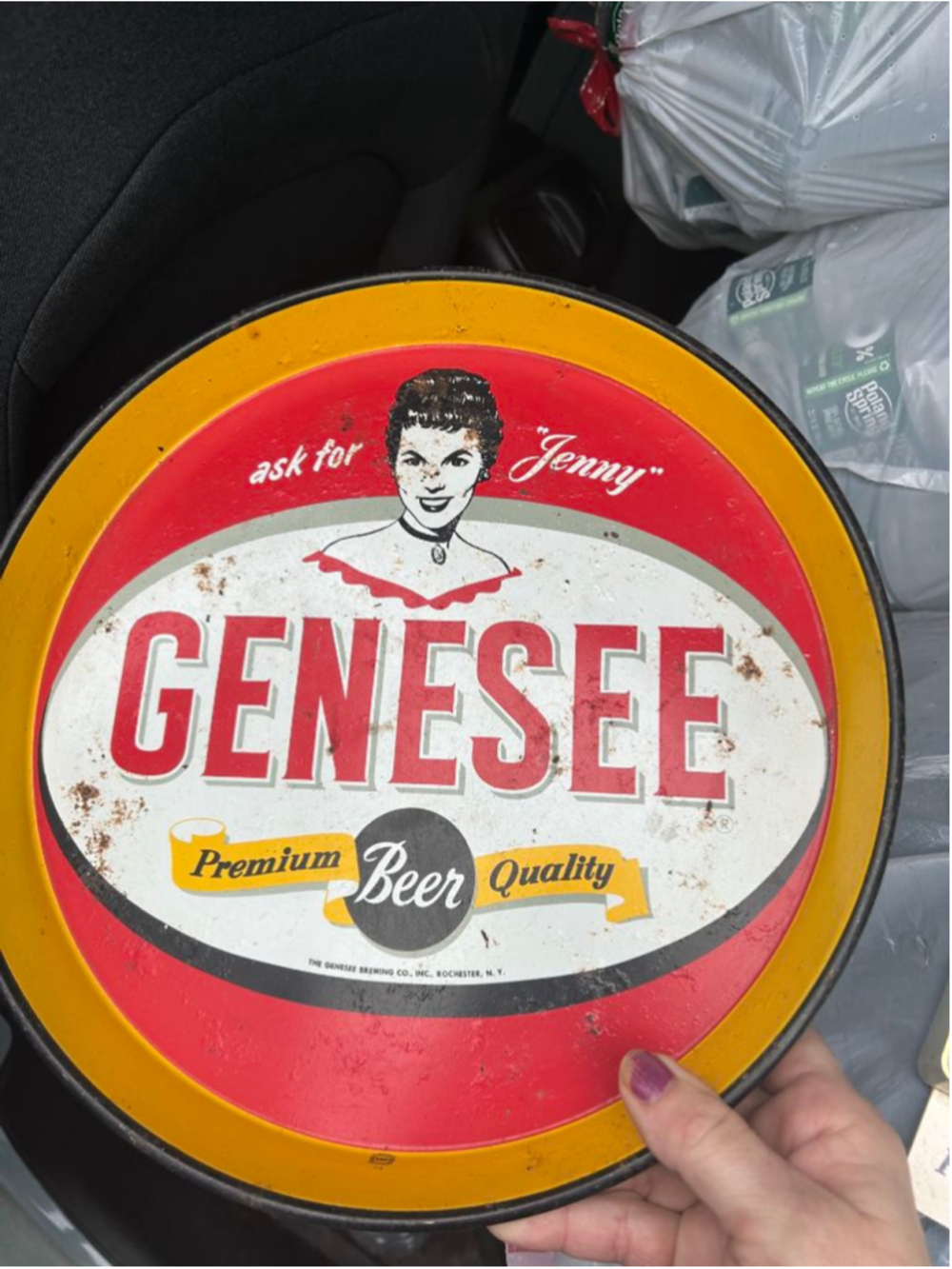 Unisex Genesee Vintage Metal Serving Tray One Size Red Yellow